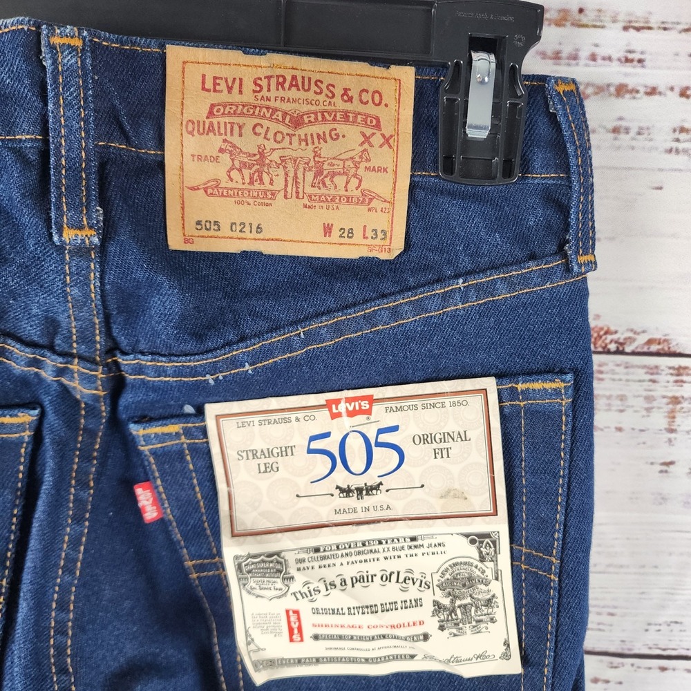 Vintage NWT 1986 Levis 505-0216 Mens 28x33 Straight Leg USA Made Dark Wash - Picture 4 of 11